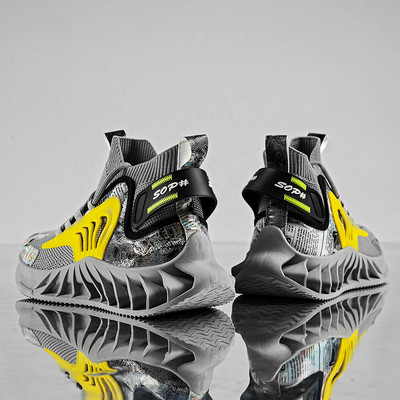 Adidasi respirabili, tip baschet pana la glezna cu imprimeu