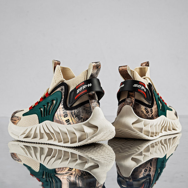 Adidasi respirabili, tip baschet pana la glezna cu imprimeu