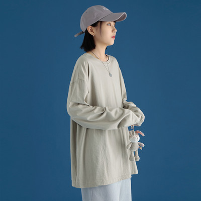 Γυναικεία μπλούζα φαρδύ μοντέλο με μακριά μανίκια και οβάλ λαιμόκοψη