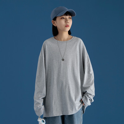 Γυναικεία μπλούζα φαρδύ μοντέλο με μακριά μανίκια και οβάλ λαιμόκοψη