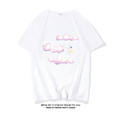 Βαμβακερό καλοκαιρινό μπλουζάκι με έγχρωμη εκτύπωση