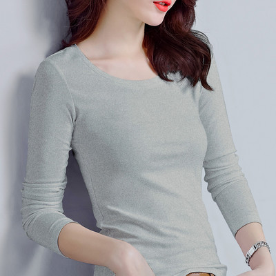 Εφαρμοσμένη βαμβακερή μπλούζα με μακριά μανίκια