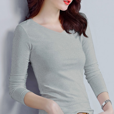 Εφαρμοσμένη βαμβακερή μπλούζα με μακριά μανίκια