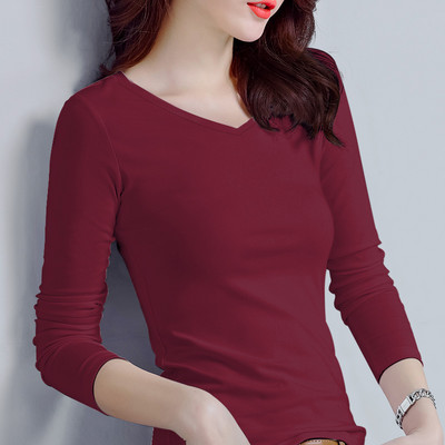 Εφαρμοσμένη βαμβακερή μπλούζα με μακριά μανίκια