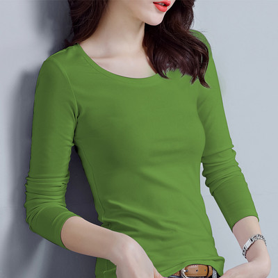 Εφαρμοσμένη βαμβακερή μπλούζα με μακριά μανίκια