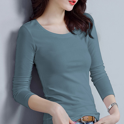 Εφαρμοσμένη βαμβακερή μπλούζα με μακριά μανίκια