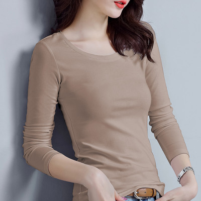 Εφαρμοσμένη βαμβακερή μπλούζα με μακριά μανίκια