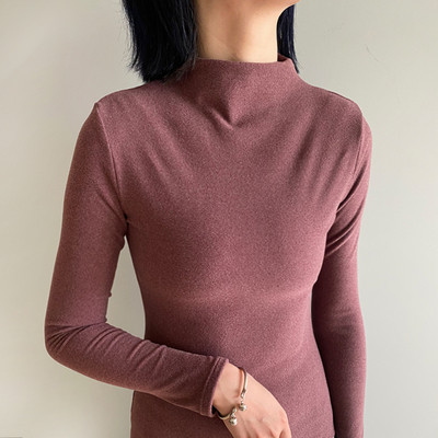 Εφαρμοσμένη βαμβακερή μπλούζα με μακριά μανίκια