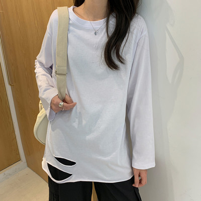 Φθινοπωρινή φαρδιά μπλούζα με οβάλ λαιμόκοψη