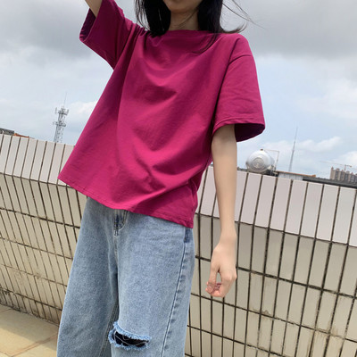 Casual φαρδύ μπλουζάκι με κοντά μανίκια