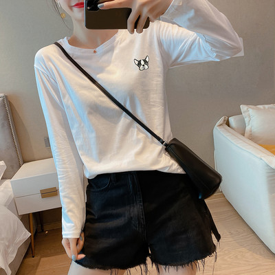 Casual μπλούζα με μακριά μανίκια και στρογγυλή λαιμόκοψη