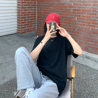 Casual μονόχρωμο γυναικείο μπλουζάκι με κοντά μανίκια