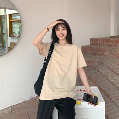 Casual μονόχρωμο γυναικείο μπλουζάκι με κοντά μανίκια