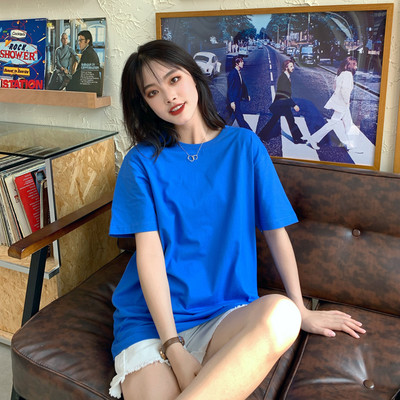 Casual μονόχρωμο γυναικείο μπλουζάκι με κοντά μανίκια