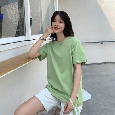 Casual μονόχρωμο γυναικείο μπλουζάκι με κοντά μανίκια