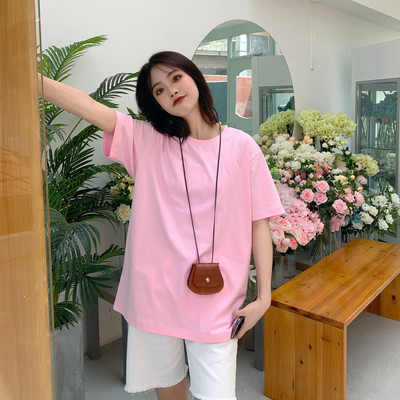 Casual μονόχρωμο γυναικείο μπλουζάκι με κοντά μανίκια