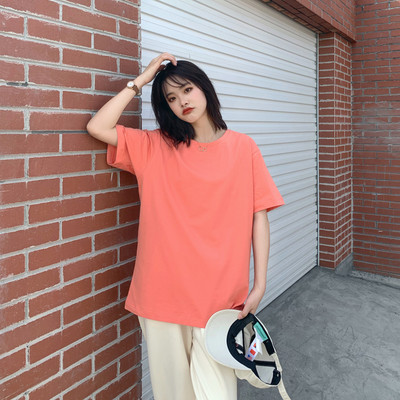 Casual μονόχρωμο γυναικείο μπλουζάκι με κοντά μανίκια