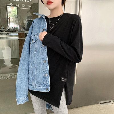 Γυναικεία φαρδιά μπλούζα με μακριά μανίκια και πλαϊνές σχισμές