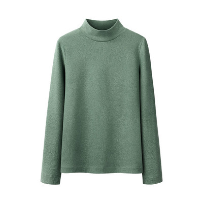 Μοντέρνο γυναικείο πόλο με μισό ψηλό γιακά και μακριά μανίκια