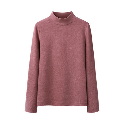 Μοντέρνο γυναικείο πόλο με μισό ψηλό γιακά και μακριά μανίκια