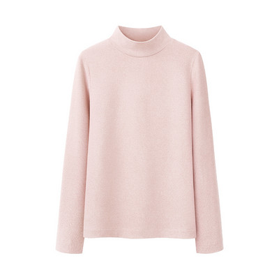 Μοντέρνο γυναικείο πόλο με μισό ψηλό γιακά και μακριά μανίκια