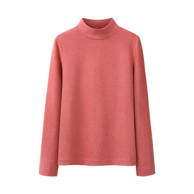 Μοντέρνο γυναικείο πόλο με μισό ψηλό γιακά και μακριά μανίκια