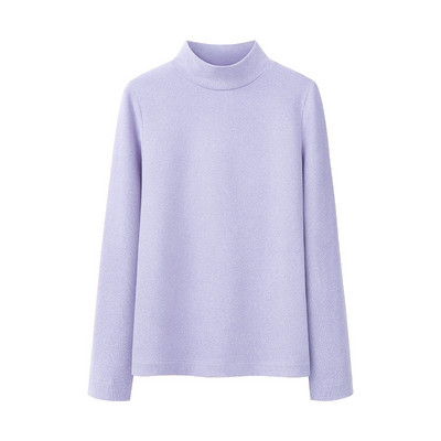 Μοντέρνο γυναικείο πόλο με μισό ψηλό γιακά και μακριά μανίκια