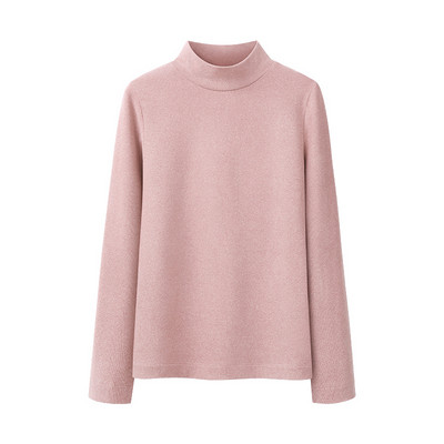 Μοντέρνο γυναικείο πόλο με μισό ψηλό γιακά και μακριά μανίκια