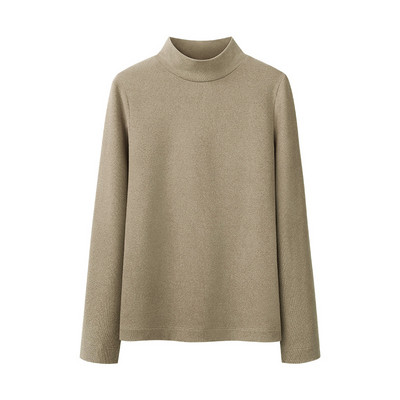 Μοντέρνο γυναικείο πόλο με μισό ψηλό γιακά και μακριά μανίκια