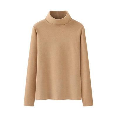 Μοντέρνο γυναικείο πόλο με μισό ψηλό γιακά και μακριά μανίκια