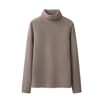 Μοντέρνο γυναικείο πόλο με μισό ψηλό γιακά και μακριά μανίκια