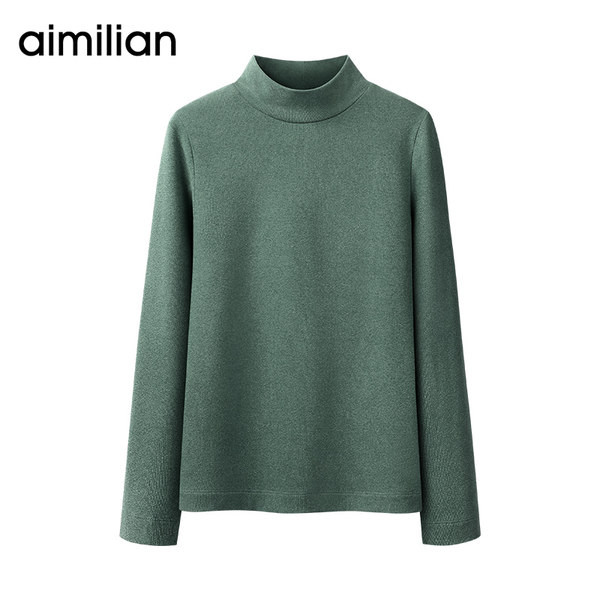 Μοντέρνο γυναικείο πόλο με μισό ψηλό γιακά και μακριά μανίκια