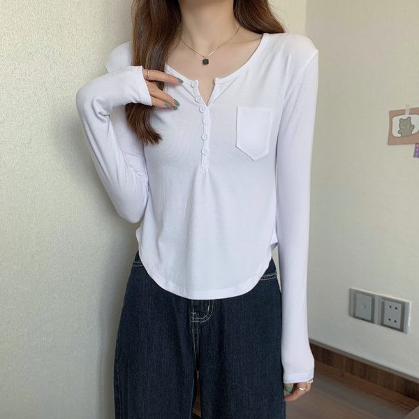 Ženska ležerna bluza s gumbima i džepom
