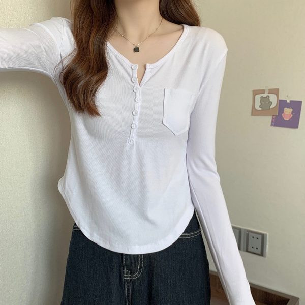 Ženska ležerna bluza s gumbima i džepom