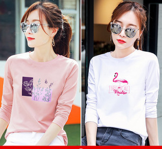 Γυναικεία μπλούζα άνοιξη -φθινόπωρο με έγχρωμη εκτύπωση - σετ 2 τεμαχίων