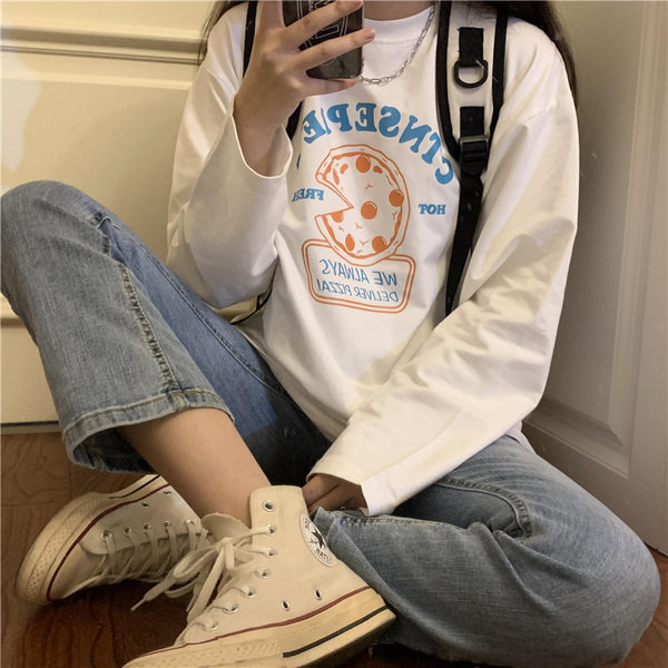 Bluză lată casual cu aplicație colorată