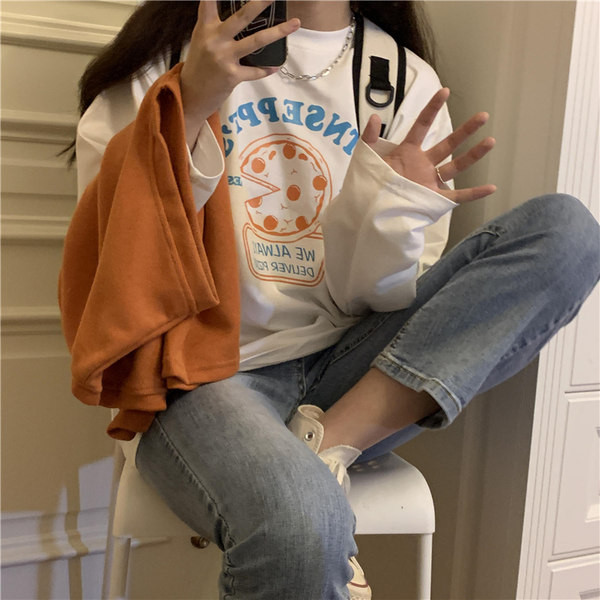 Bluză lată casual cu aplicație colorată