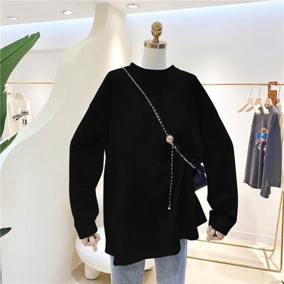 Bluză lată din bumbac cu imprimeu color și decolteu oval