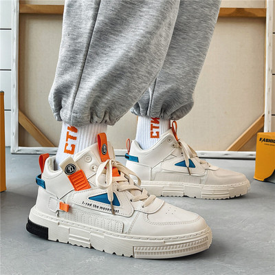 Casual ανδρικά αθλητικά παπούτσια με επίπεδη σόλα - οικολογικό δέρμα