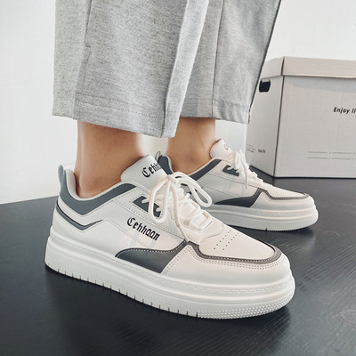 Casual ανδρικά αθλητικά παπούτσια με επίπεδη σόλα - οικολογικό δέρμα