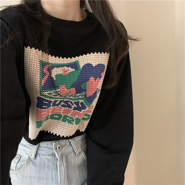 Široka ženska bluza dugih rukava sa printom u dvije boje