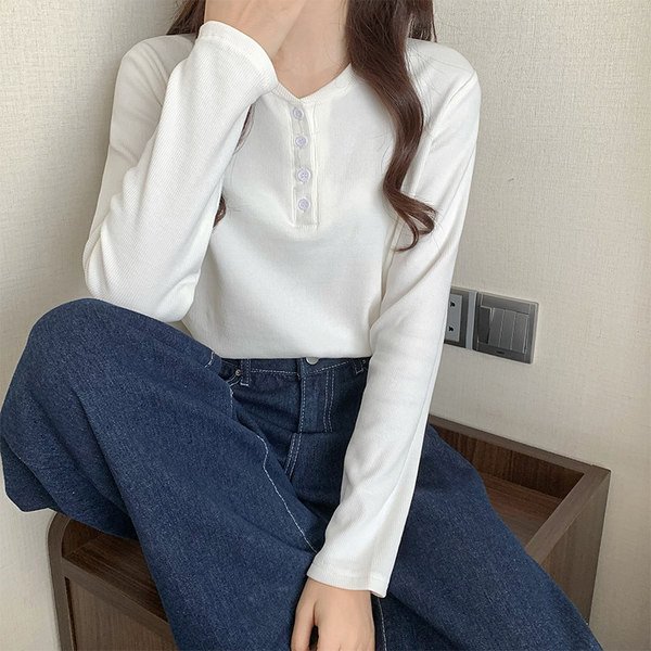 Γυναικεία casual μπλούζα με κουμπιά και μακριά μανίκια