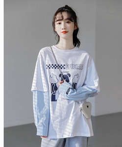 Γυναικεία φαρδιά μπλούζα με εκτύπωση και στρογγυλή λαιμόκοψη