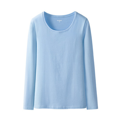 Casual απλό μοντέλο μπλούζα με spitz ή οβάλ λαιμόκοψη