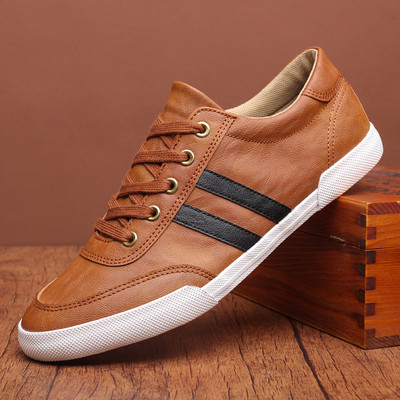 Ανδρικά έκο δερμάτινα αθλητικά παπούτσια με επίπεδη σόλα