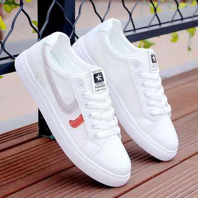 Ανδρικά ανοιξιάτικα αθλητικά παπούτσια με επίπεδη σόλα - οικολογικό δέρμα