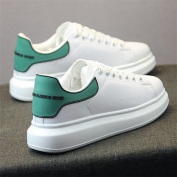 Νέο μοντέλο ανδρικά sneakers από faux δέρμα σε λευκό χρώμα