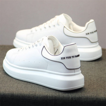 Νέο μοντέλο ανδρικά sneakers από faux δέρμα σε λευκό χρώμα