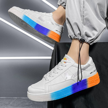 Ανδρικά sneakers casual με χοντρή σόλα σε λευκό και μαύρο χρώμα