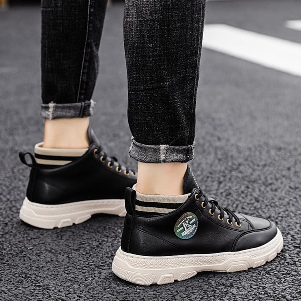 Ανδρικά παπούτσια χειμερινά με έμβλημα - οικολογικό δέρμα